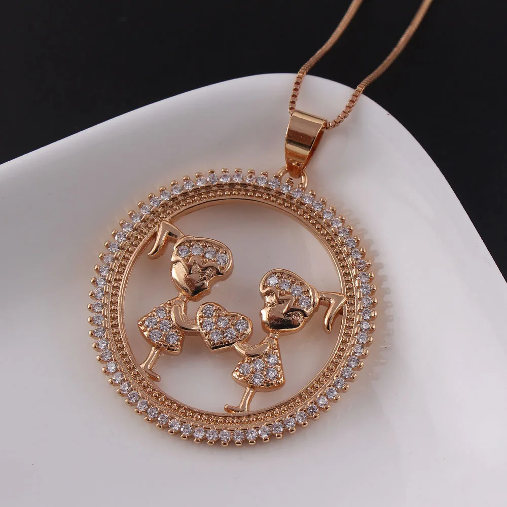 MHS.SUN Fashion AAA Zircon Jewelry Boys Girls Pendant Necklace Luxury Women Chain Necklace Charm Choker For Christmas Gift 1PC - Окраска металла: 8