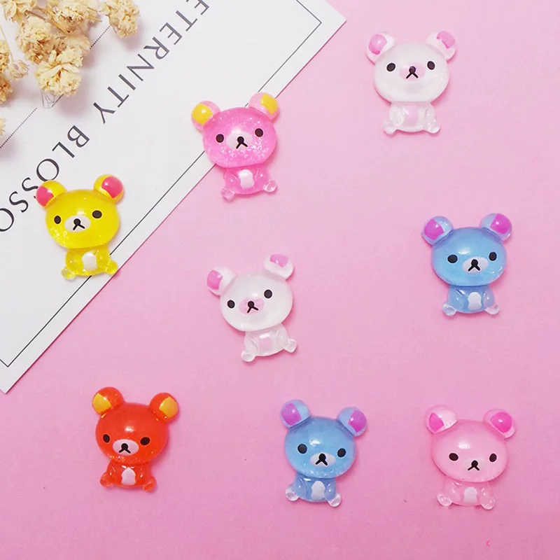 

20/50/100Pcs Resin Miniature Kawaii Gliter Bear Resin Flat back Cabochons for Phone Decoration Scrapbooking DIY Craft
