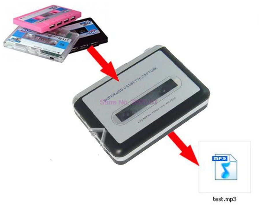 50 sets Tape to PC Super Cassette To MP3 Audio Music CD Digital Tape Player Converter Capture Recorder +Headphone