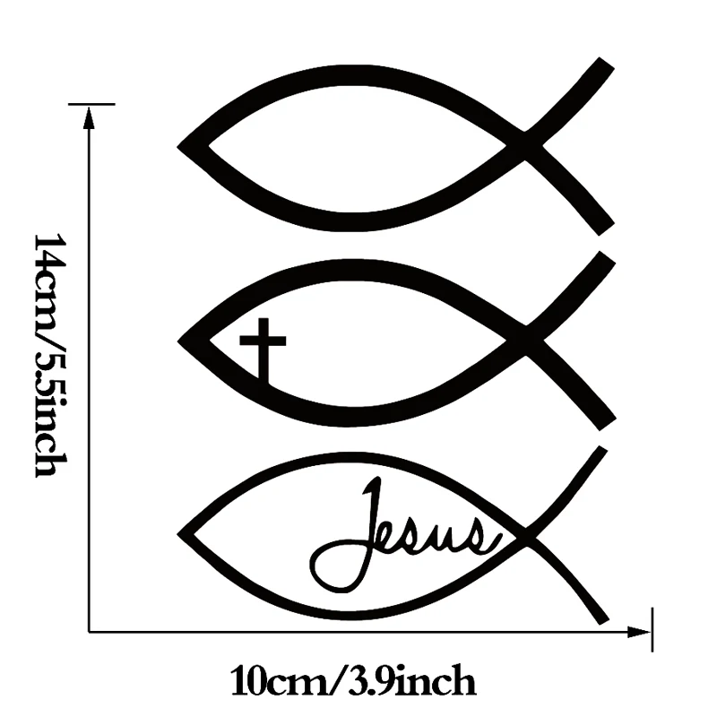 Виниловая наклейка на автомобиль стикер с изображением Иисуса рыбы Бога