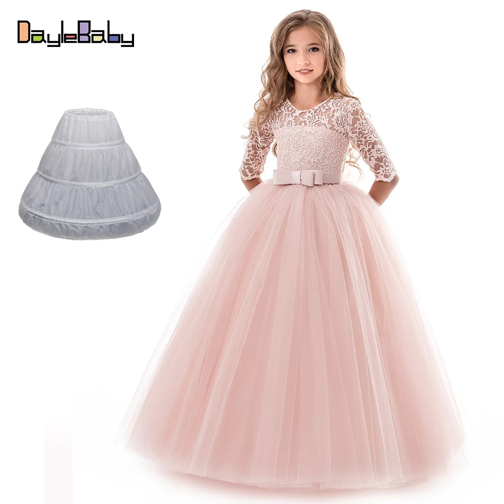 Детский костюм для маленькой невесты на свадьбу; платье с вуалью для малышей; белое сатиновое платье для причастия; платье для крещения с фатиновой юбкой