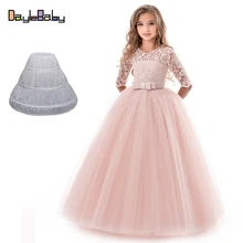 Детский костюм для маленькой невесты на свадьбу; платье с вуалью для малышей; белое сатиновое платье для причастия; платье для крещения с фатиновой юбкой