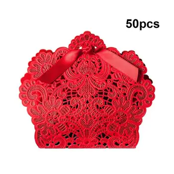 

50pcs Luxury Sweet Cake Gift Candy Boxes Table Decoration Wedding Party Favor Candies Box Pearlescent Paper