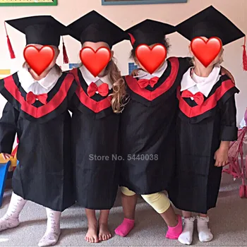

Primary School Uniform Kids Graduation Dress Gown with Hat Clothing Set Doctor Cosplay Costumes Student Boy Girl Bachelor Wear