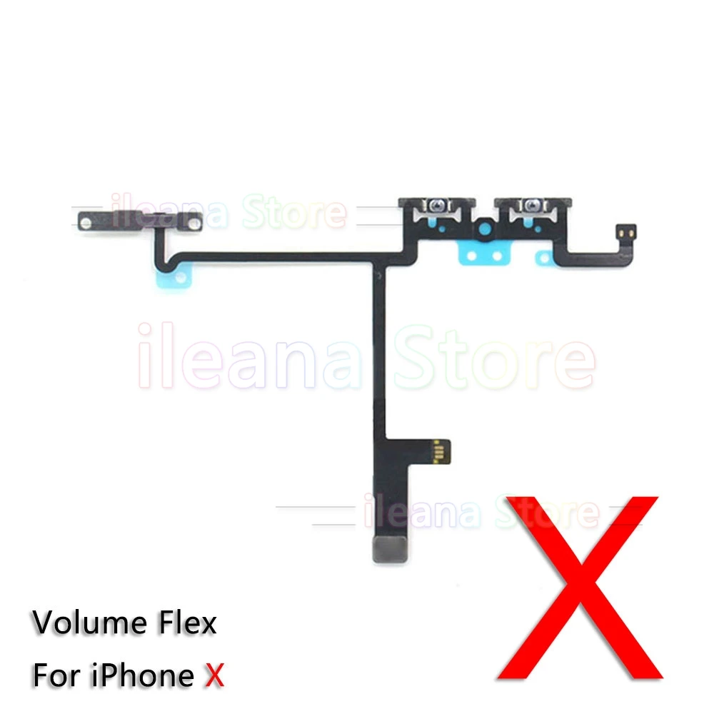 Кнопка отключения звука и регулировки громкости гибкий кабель для iPhone 7 8 Plus X Xs Max XR с металлической заменой - Цвет: For iPhone X Volume