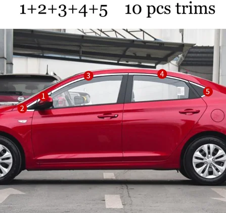 Накладки на окна автомобиля из нержавеющей стали для hyundai solaris hyundai verna 5-го поколения - Цвет: 10 pcs trims