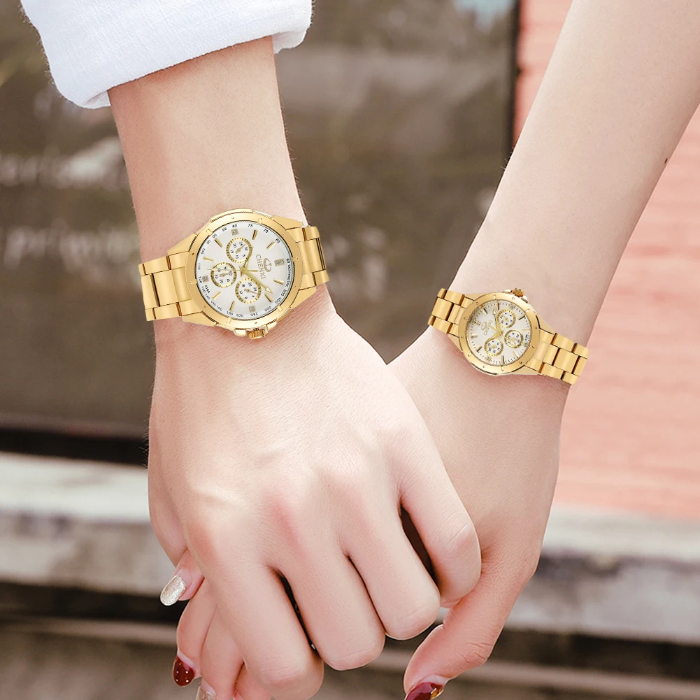 Luxury Stainless Steel Watches For Women Men Quartz Wristwatches Luminous Pointers Couple Watch Birthday Gift