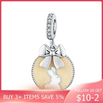 

New 925 Sterling Silver Cat Beige Enamel Pendant Magic Forest Adventure Collection for Original Bracelet or Necklace CMC1439