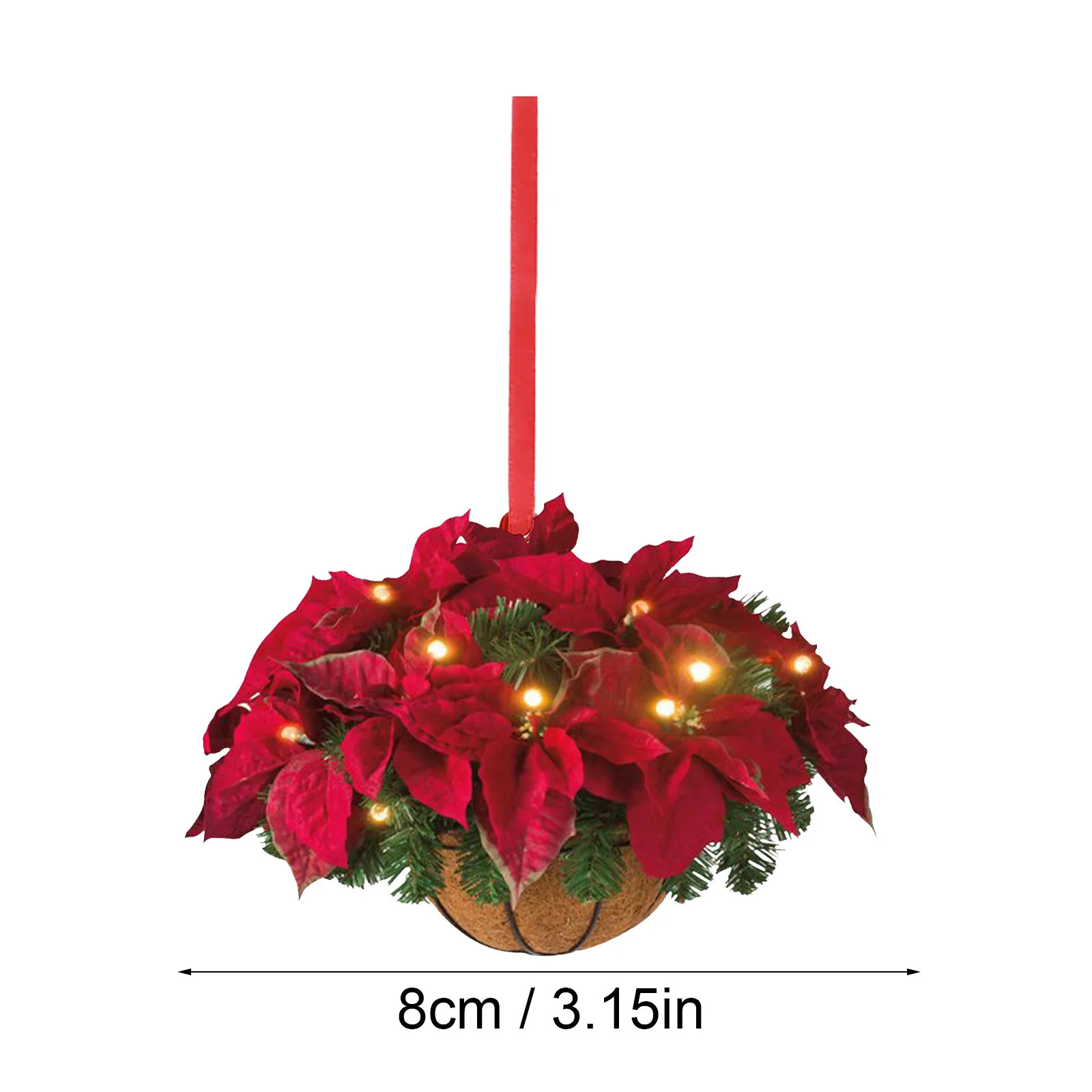 Artificial Hanging Flower Basket Christmas Pendant 2D Green Red Wreath Plant Xmas Tree Ornaments Merry Christmas Decoration Noel