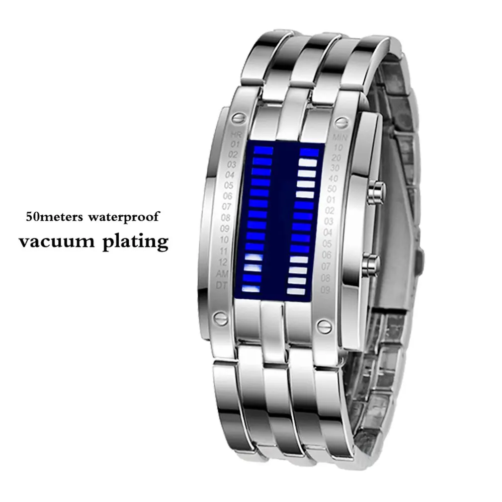 

Digital Watch Full Steel Binary Electronic Waterproof Women Men Sport LED Wrist WatchClock Intellectual Development Fashion