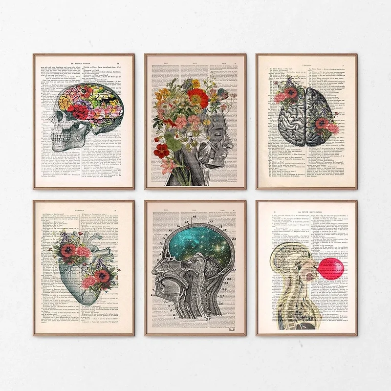 Anatomy Art Human Heart Brain Lungs Canvas Painting Nordic Posters And Prints Wall art Pictures Decor For Doctor Office | Дом и сад