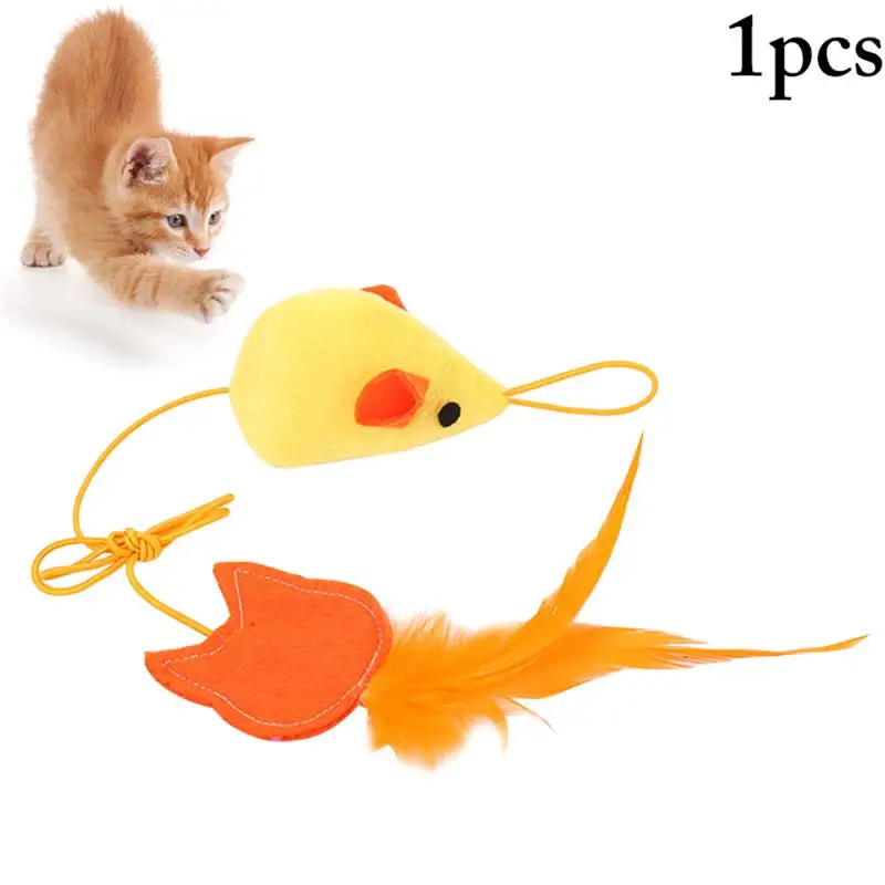 

1pc Plush Mouse Cat Toy Interactive Fake Feather Kitten Mouse Toy Cat Mouse Toys Pet Supplies Pet Accessories Cat Favors