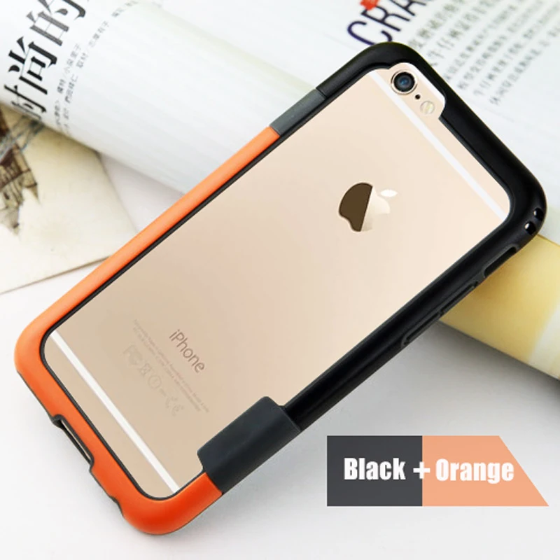 Бампер для iPhone 6 6s 7 8 plus X/XR/XS MAX мягкий чехол с рамкой из термополиуретана Тонкий чехол Fundas для iPhone 11 мягкий силиконовый бампер разных цветов - Цвет: Orange and Black