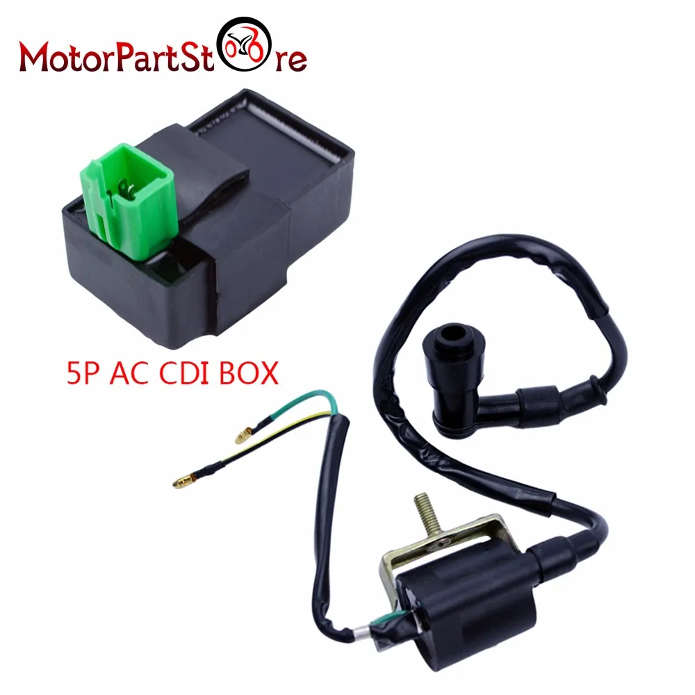 CDI ATV коробка и катушка зажигания с 2 проводными соединениями для 4 наклейки для велосипеда Gokart Мопед 50 70 90 110 125cc китайский скутер