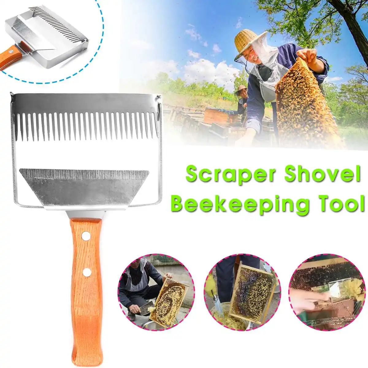 Нержавеющая сталь откачивающий скребок Вилка для меда Лопата медовая расческа скребок Ручка инструмент оборудование для пчеловодства