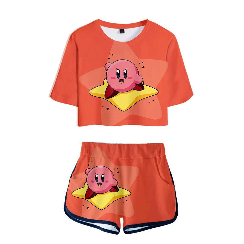 Лидер продаж женские комплекты из двух предметов с 3D принтом kirby новая футболка