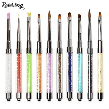 

Rolabling 10pcs/set Nail Art Brushes Set Painting Gel Brush Set for Gel Nail Polish Acrylic Brush Nails Art Drawing Liner Pen