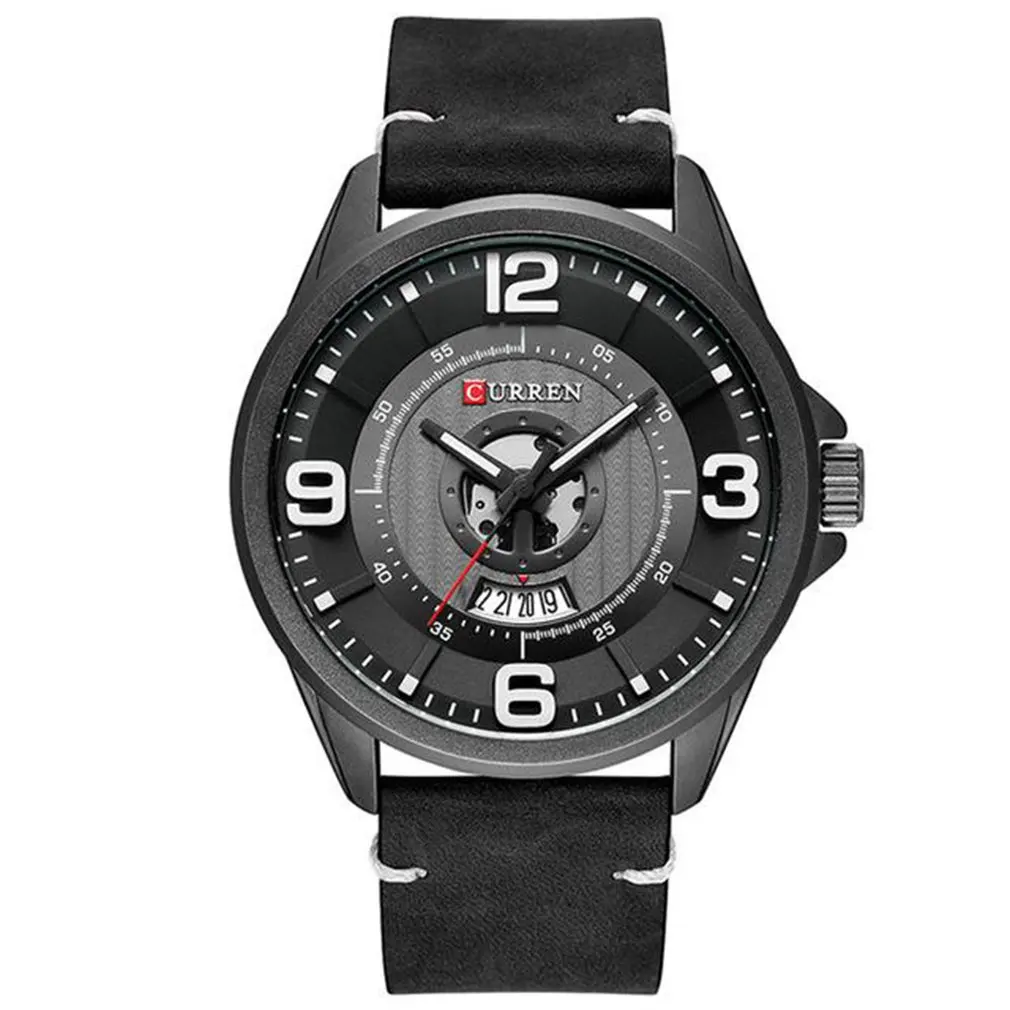 

Mens Watches Leather Wristwatch Analog Army Military Quartz Time Man Waterproof Clock Round Personalized Quartz Calendar Watch