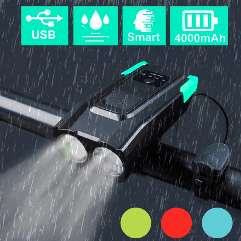 

2000/4000mAh Bicycle Front Light Taillight Set USB Rechargeable Smart Headlight Horn 800 Lumen LED Bike Lamp Cycle FlashLight