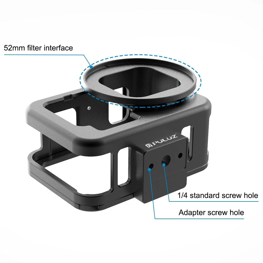 Case para Gopro Escudo da Liga de Alumínio Protetora para Gopro Puluz Câmera Habitação Hero Preto Case Gaiola Acessórios 9 - Image 4