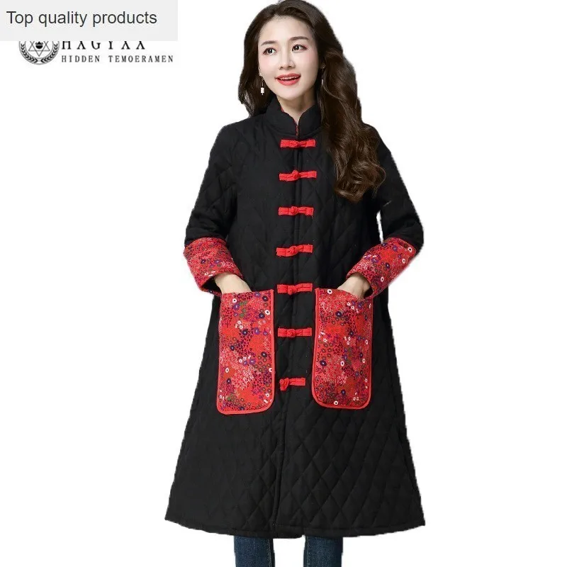 2020 зимняя одежда для женщин китайский национальный стиль хлопок лен Ретро