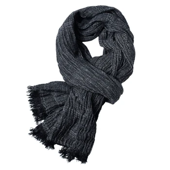 

Retro style Men Lightweight Solid color Elegant Jacquard Weave Scarf With Tassels Winter 80x200cm
