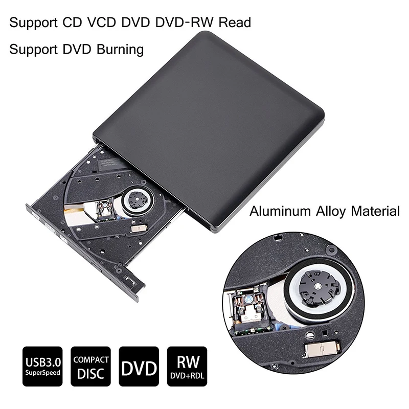 Внешний USB 3,0 DVD/CD RW горелки Привод совместим с ноутбуком Настольный ПК Windows Linux OS Apple Mac портативный VCD DVD CD плеер