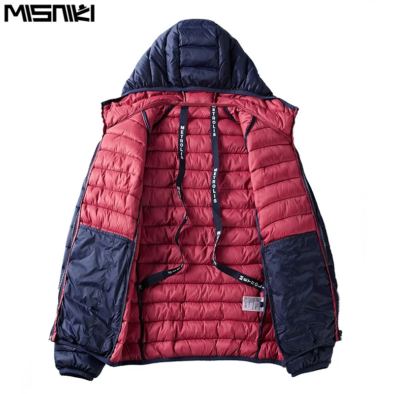 Misniki мужская зимняя куртка в уличном стиле с лентами пуховики легкие Пальто повседневные классические парки для мужчин JP53