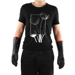 A Pair Double Layer Heavy Type Neoprene Black High Temperature Resistance Heatproof Barbecue Thermal Insulation Gloves 14 Inch