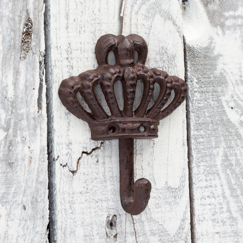 ヴィンテージメタルウォールフック,素朴な,鉄,王冠のデザイン,フック