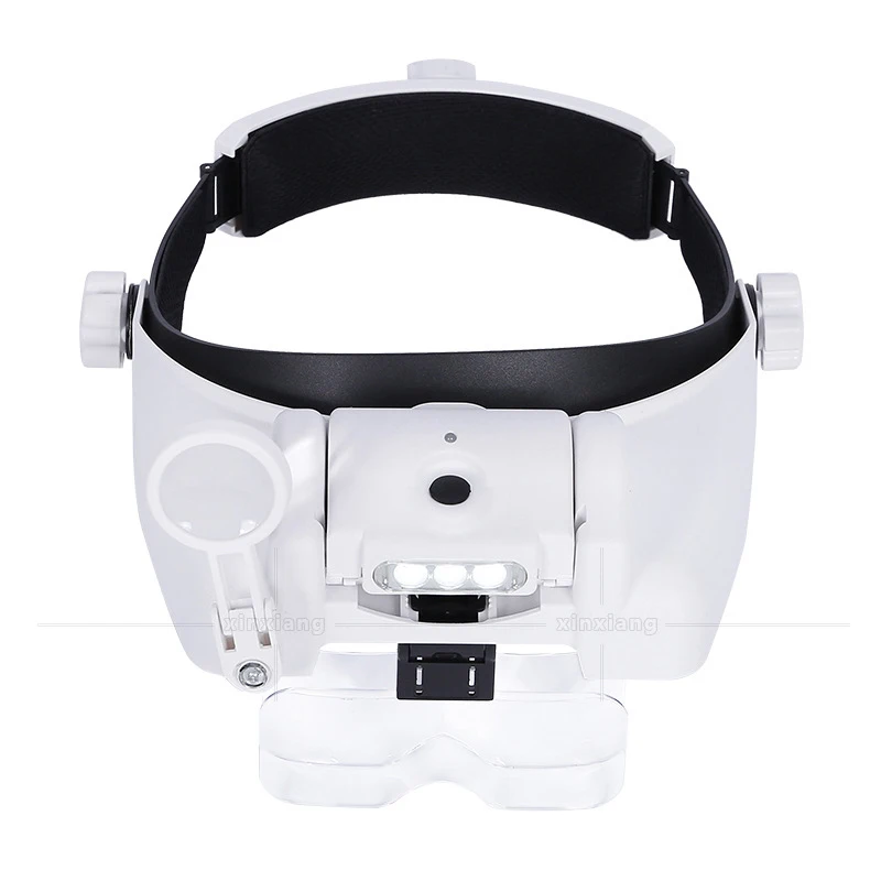 

Head-mounted Watch Maintenance Magnifying Glasses Double Eyes Magnifying Glasses With 3 LED Light USB Charging