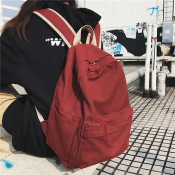 

Girl schoolbag female 2020 new Korean version of the campus high school students backpack washedcanvasshoulder bag forest simple