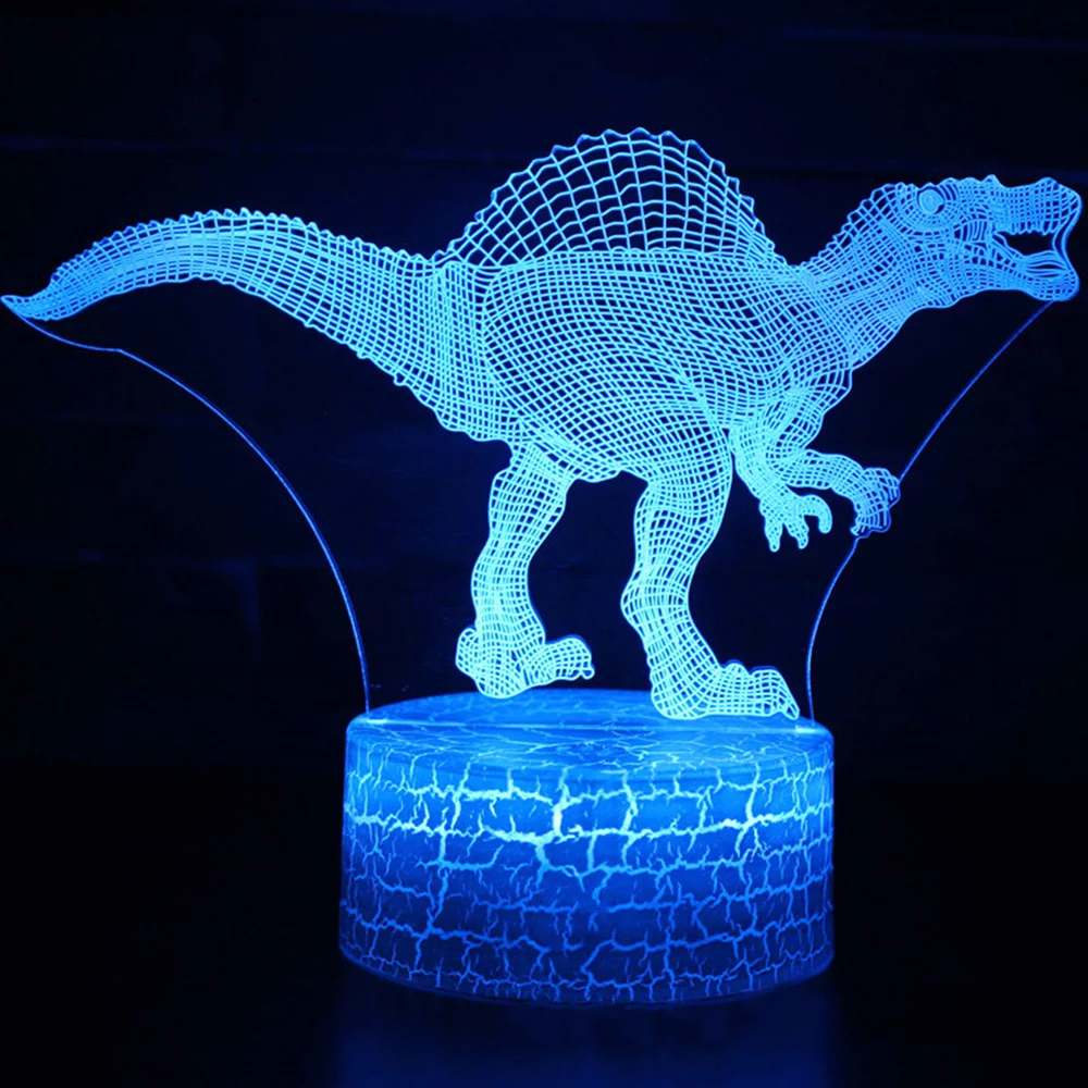 Восхитительный 3D настольный светильник Настольная Лампа Рождественская атмосфера сенсорный контроль подарки современный динозавр Юрского периода светодиодный домашний декор
