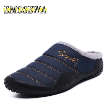 

EMOSEWA 2020 High Quality men Cotton Home Slippers Cute Slippers Winter Warm Plush Indoor Slipper men Warm Soft Bottom Shoes