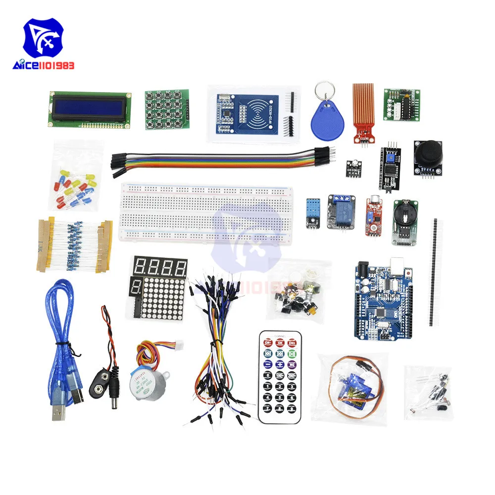Diymore RFID стартовый набор для Arduino UNO R3 обновленная версия Обучающий набор 830 макетная плата LCD1602 IIC диод светодиодный сервопривод резистор