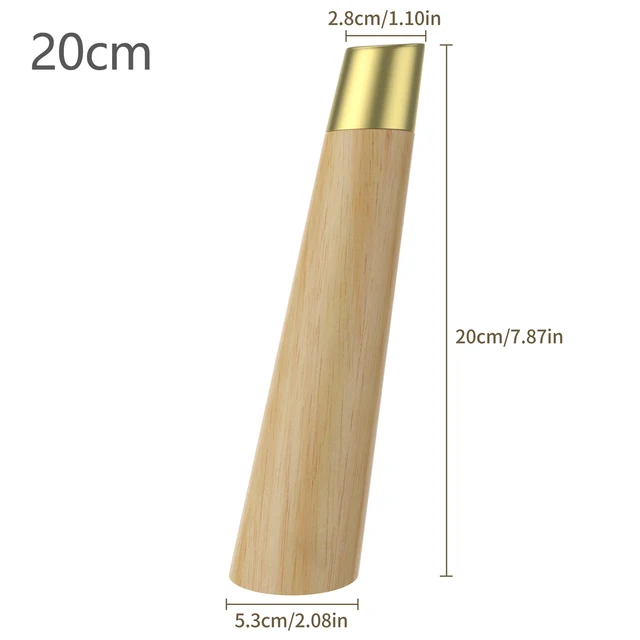 1Pcs 10-20cm Straight feet Solid Wood Furniture Legs,With Pure Copper Protective, For Cupboard Sofa legsTable Fittings Oak Feet oblique 20cm
