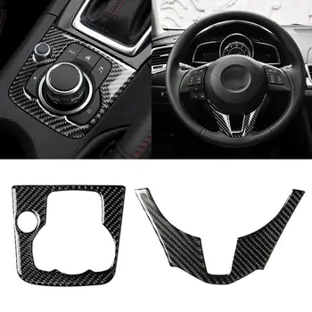

Carbon Interior Sticker For Mazda 3 Axela 2013-2016 Car Internal Shifting Panel Frame Steering Wheel Gear Shift Panel Stickers