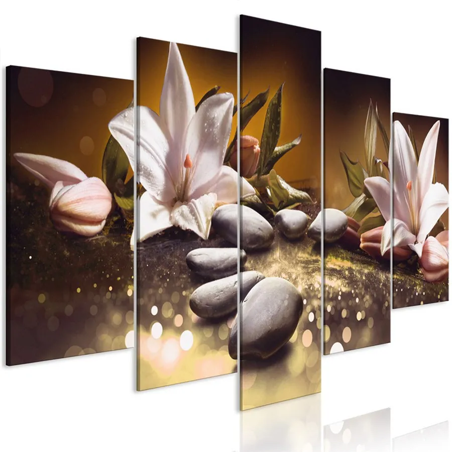 Square,5 pcs Diamond Embroidery Lilies Flower Stones 5D,diy,Diamond Painting round,3d picture,Cross Stitch,Diamond Mosaic,decor_副本