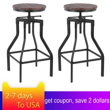 IKayaa регулируемый по высоте поворотный барный стул промышленный стиль натуральный сосновый топ+ металлический кухонный обеденный стул