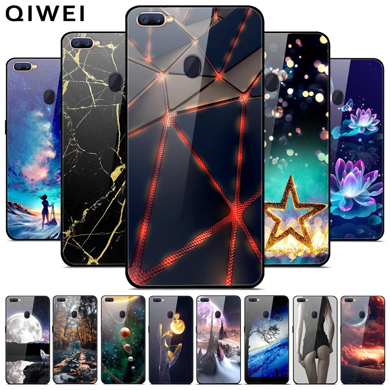 Для OPPO F5 чехол с мультяшным закаленным стеклом жесткая задняя крышка для F7 F9