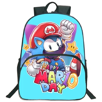 

Children Cute Sonic Mario Print School Bag Boy Girl Cartoon Primary Bookbag Teenager Anime Laptop Backpack Child Start Gift