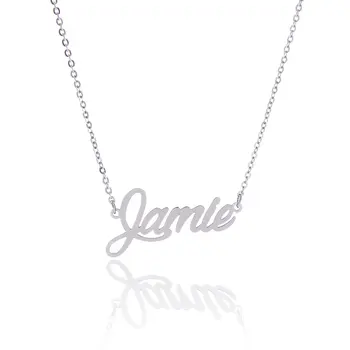 

Silver Color English Name Necklace Customized Nameplate Stainless Steel Name Necklace Personalise.