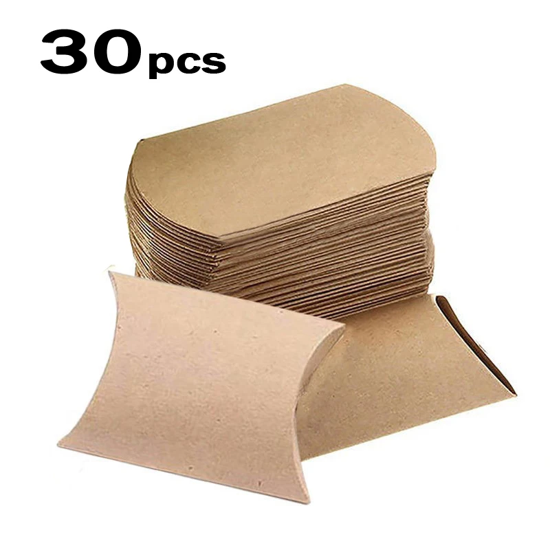 

30PCS Kraft Paper Pillow Favor Box Wedding Party Favour Gift Candy Boxes Home Party Birthday Supply