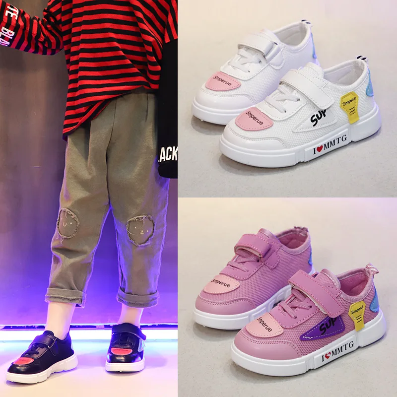 

2019 Spring New Style Children Sports Shoes Students Girls Network Red Shoes Breathable BOY'S Running Shoes Casual Shoes White