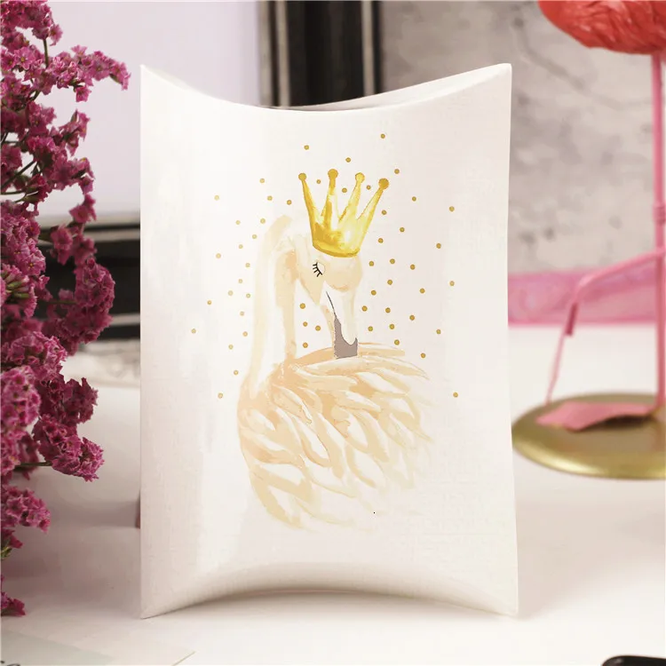 12 шт крафт-бумага подарочные упаковочные коробки подушка с Фламинго подарочный бумажный пакет Рождественская коробка для конфет свадебный подарок для детей на день рождения - Цвет: H