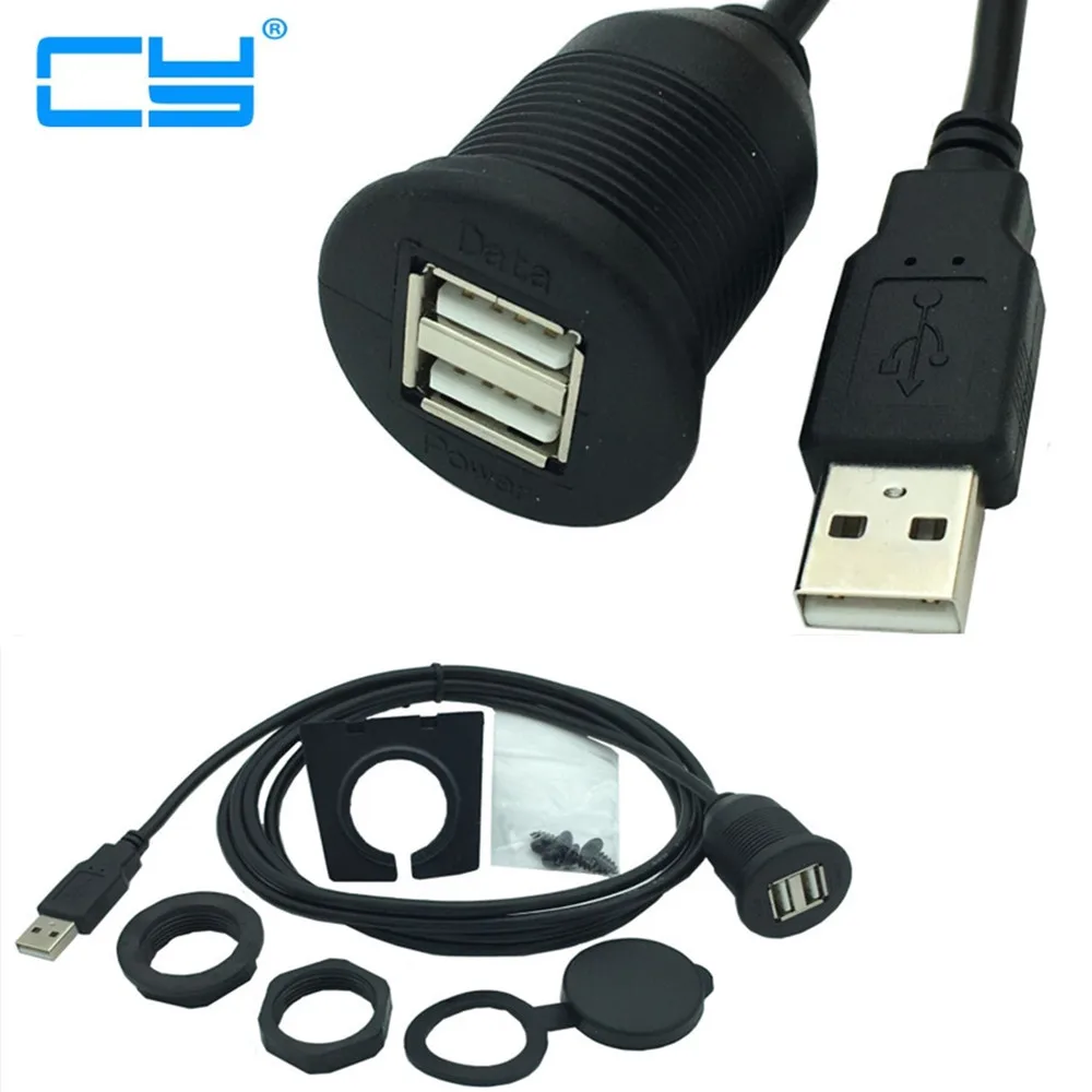 

USB 2,0-двойной USB удлинитель формованная Панель Крепление Удлинительный порт кабель для всех автомобилей кабель USB конвертер