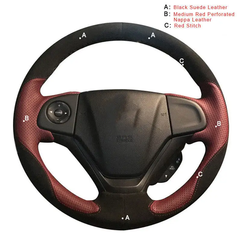 Автомобильная Оплетка на руль для Honda CRV 2012- ручной работы DIY Авто Чехлы для интерьера аксессуары для автомобиля-Стайлинг - Название цвета: Suede and Nappa