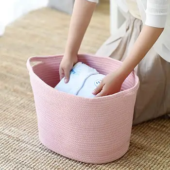 

Nordic Style Environmentally Friendly Material Cotton Thread Laundry Basket Toy Clothes Sundries Storage Basket #CW