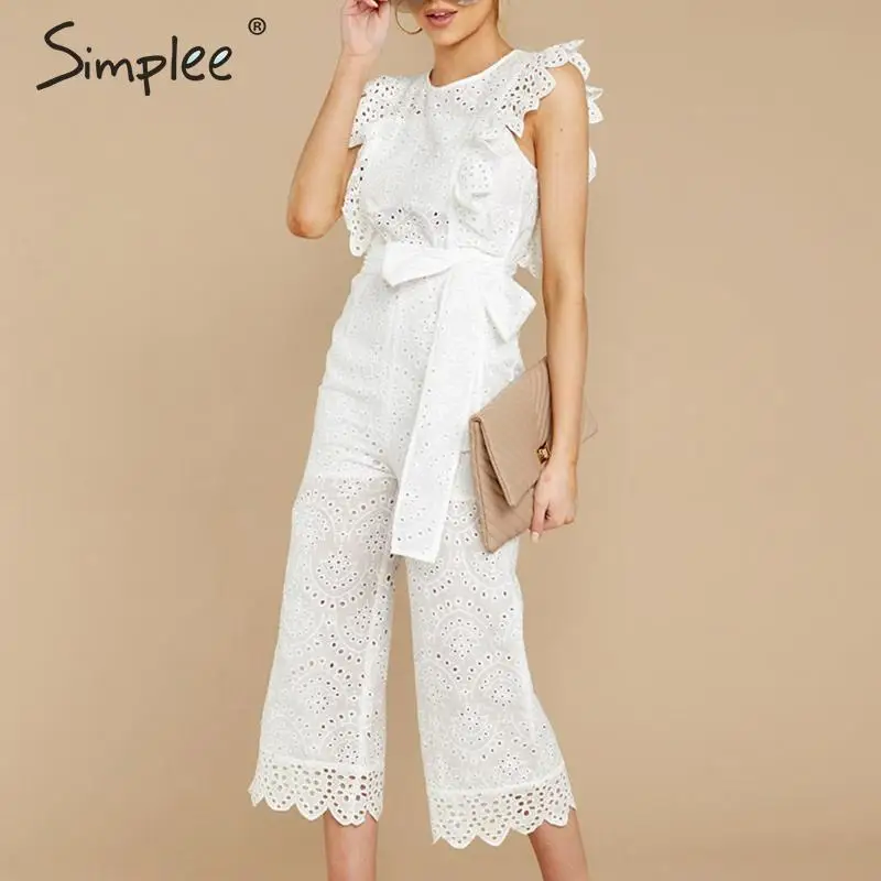 Simplee выдалбливают гофрированный женский комбинезон высокая талия