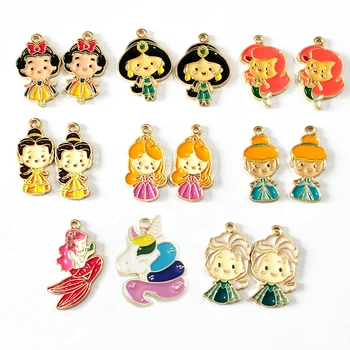 

Wholesale Newest 30pcs/bag Full Enamel Small Alloy Princess/Unicorn Charms For DIY Bracelet /Earring Making